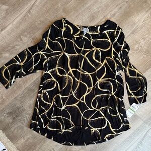 Catherines Black and Gold Swirl Blouse